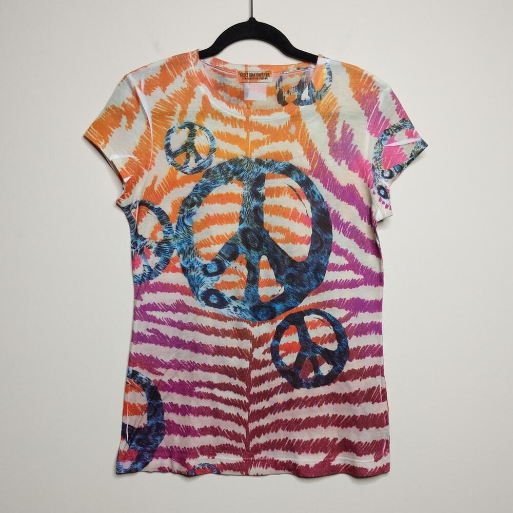 Next Era Couture Peace Sign Tee - Sz M (est) - EUC